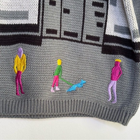 Vintage 80s Bloomingdale’s Next Generation Bloomies Storefront Pop Art Sweater M - Picture 5 of 11